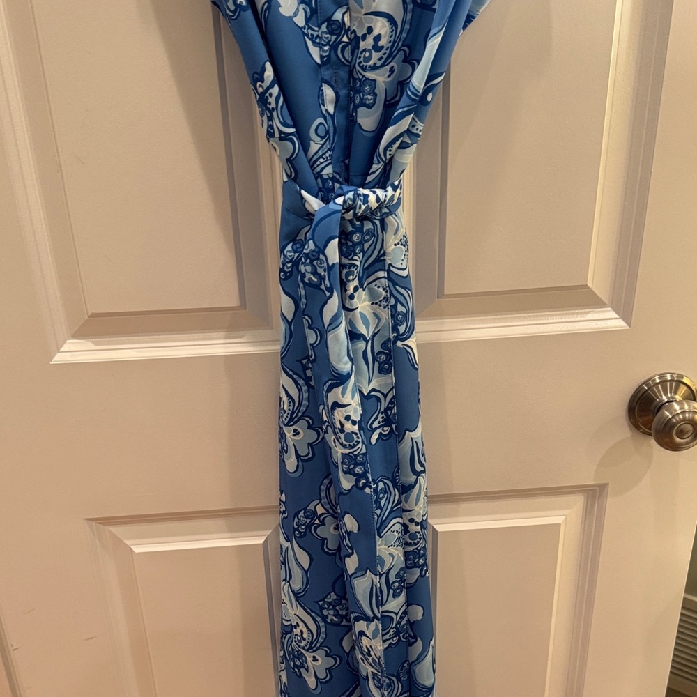 J. McLaughlin Blue and White Floral Belted Jumpsuit - Picture 5 of 7